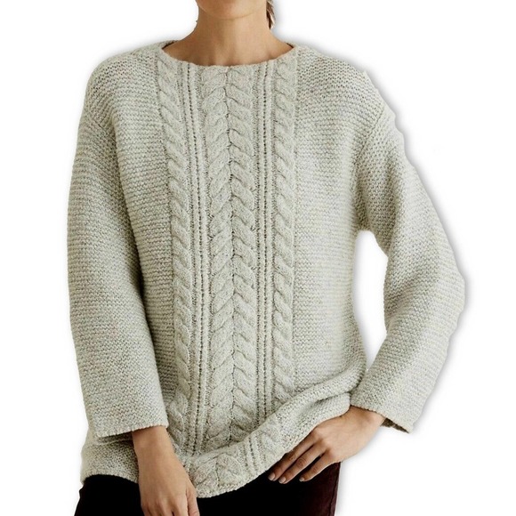 J.Jill Gray Cable Knit Pullover Sweater Relaxed Fit XS - Picture 1 of 11
